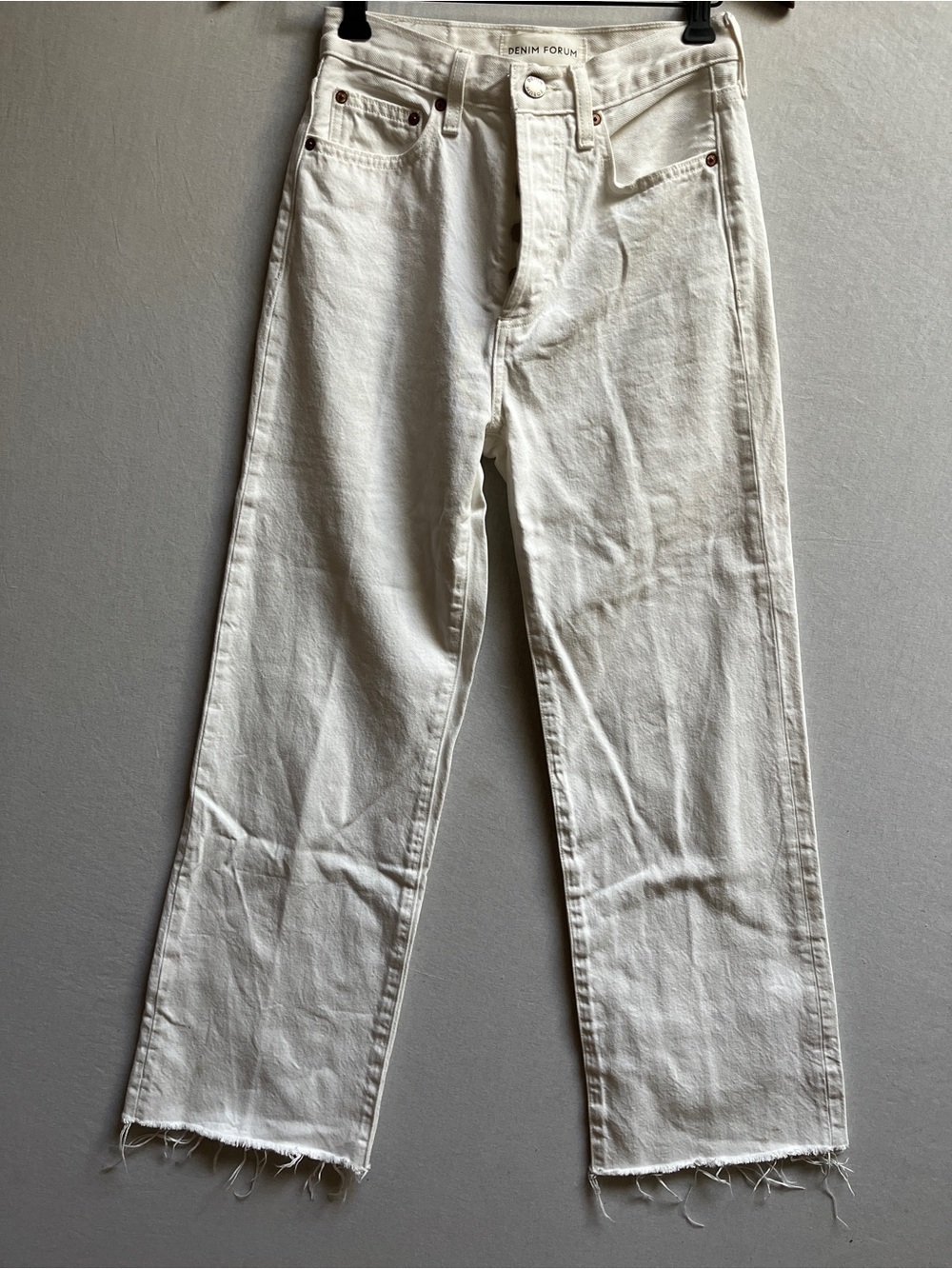 Denim Forum The Farrah High Rise Wide Leg Jeans White 24
